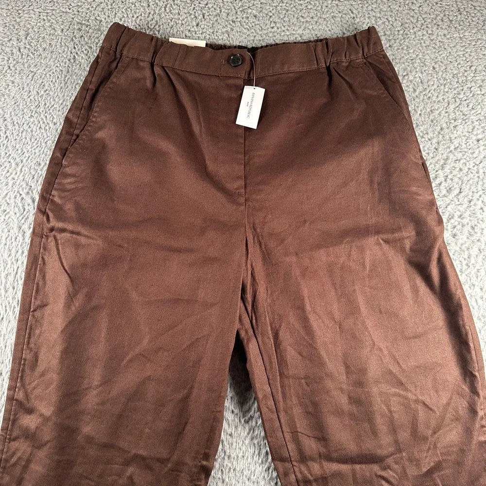 Banana Republic‎ Pants Womens M Tapered High-Rise Linen Blend Ankle Brown Casual